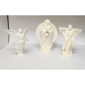 Bisque Ceramic Figurines Angels with Horn Ready To Paint Christmas, Holiday Deco